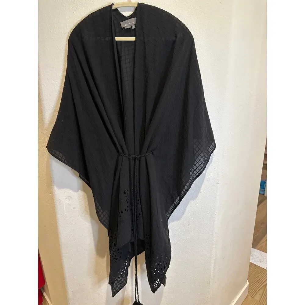Anthropologie Kimono Black with eyelet details, one aize - Picture 2 of 9